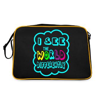 AUTISMUS WELT IST ANDERS Geschenk Für Autisten - Retro Tasche - Schwarz/Gold - Hinten
