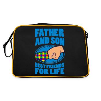 AUTISMUS VATER und Sohn Geschenk Autisten Papa - Retro Tasche - Schwarz/Gold - Hinten