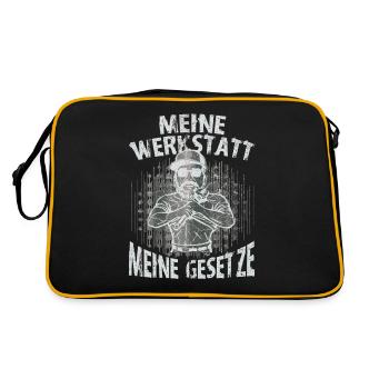 Meine Werkstatt Meine Gesetze - Retro Tasche - Schwarz/Gold - Hinten