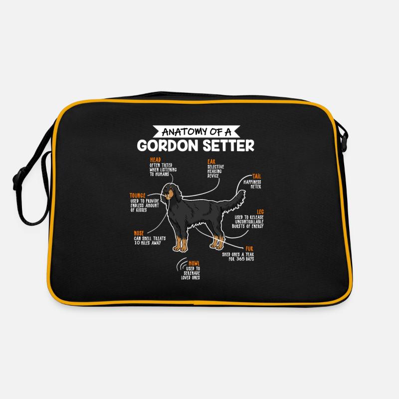 Anatomie des Gordon Setter Fun Hund Hundebesitzer - Retro Tasche - Schwarz/Gold