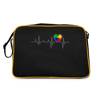AUTISMUS HERZSCHLAG Autism Awareness Geschenk - Retro Tasche - Schwarz/Gold - Hinten