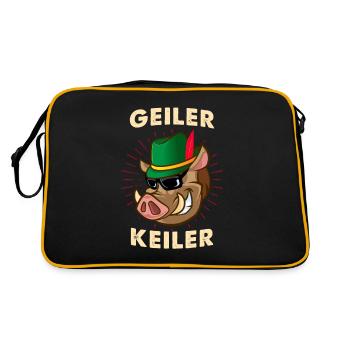 Geiler Keiler Freches Widlschwein - Retro Tasche - Schwarz/Gold - Hinten
