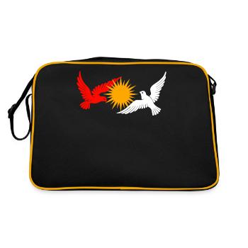 Ezidxan Volgel Taube Ezidi flag orbiting around the sun - Retro Bag - black/gold - Back