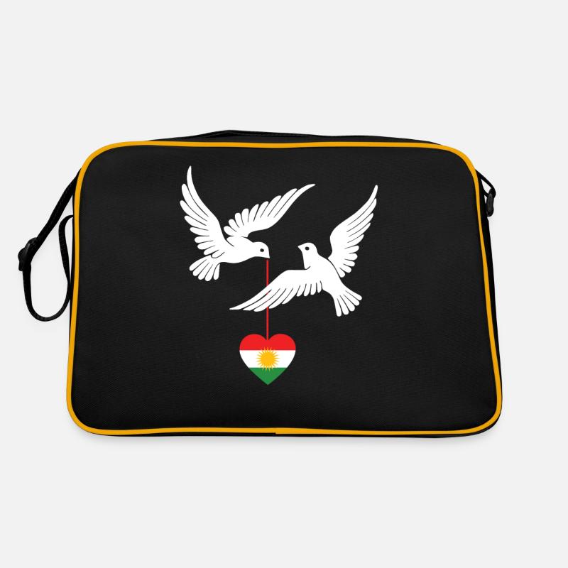 Kurdistan Design Kurdisch Flagge mit zwei Tauben Retro Tasche