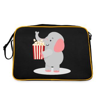 Elephant with popcorn - Retro Bag - black/gold - Back