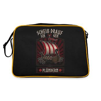 Plündern Nordmänner Krieger Wikinger Germanen - Retro Tasche - Schwarz/Gold - Hinten