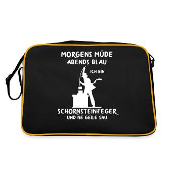 Schornsteinfeger Kaminkehrer Geschenk Essenkehrer - Retro Tasche - Schwarz/Gold - Hinten