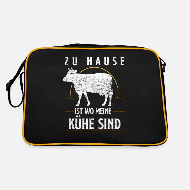 Kuh - Retro Tasche - Schwarz/Gold