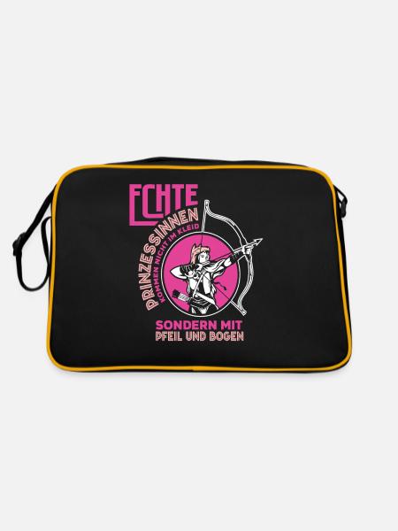 Bogenschießen Frau - Retro Tasche - Schwarz/Gold - Hinten