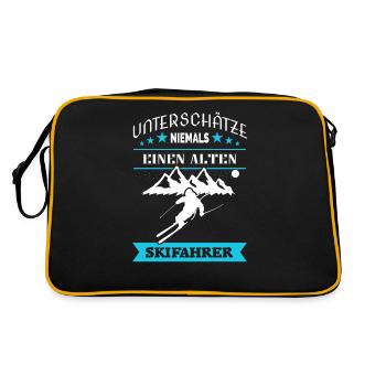 Alter Skifahrer Vater schneller Ski Dad - Retro Tasche - Schwarz/Gold - Hinten