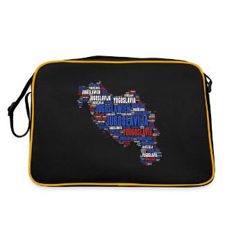 Jugoslawien Karte Design 03c - Retro Tasche - Schwarz/Gold - Hinten