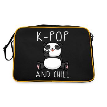 kpop, panda, corée, idée cadeau, coréen - Sac Retro - noir/or - Dos