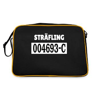 Insasse Häftling Sträfling Gefängnis Knast Outfit - Retro Tasche - Schwarz/Gold - Hinten