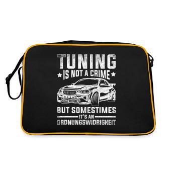 Auto Tuning lustiger Spruch Ordnungswidrigkeit - Retro Tasche - Schwarz/Gold - Hinten