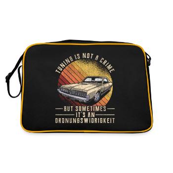 Auto Tuning lustiger Spruch Ordnungswidrigkeit - Retro Tasche - Schwarz/Gold - Hinten