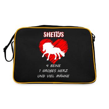 Shettys 4 Beine 1 grosses Herz viel Mähne - Retro Tasche - Schwarz/Gold - Hinten