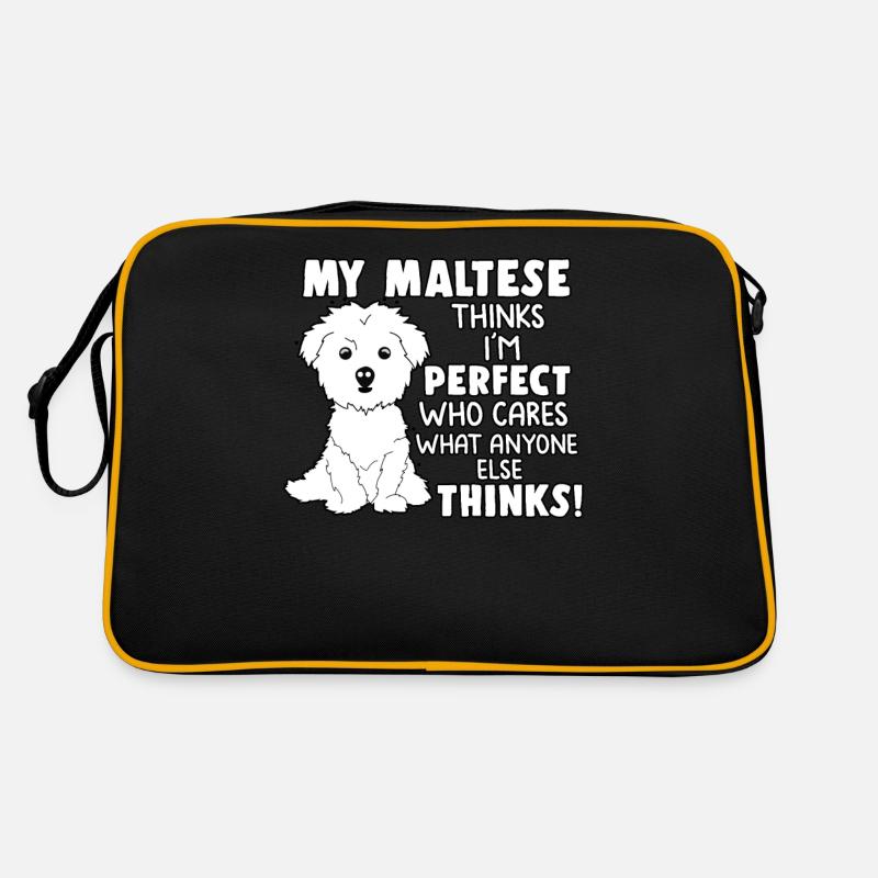 My Maltese thinks Malteser Hund Haustier Geschenk - Retro Tasche - Schwarz/Gold