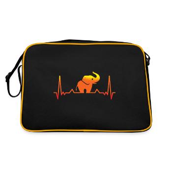 Elefanten Herzschlag - Retro Tasche - Schwarz/Gold - Hinten
