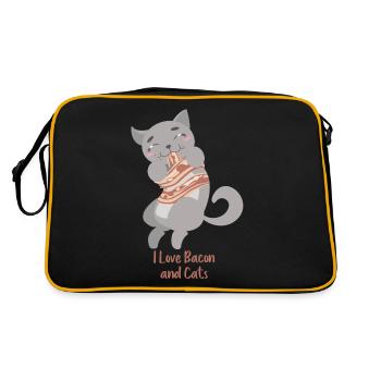 I Love Bacon And Cats Kitty Lover Gift - Retro Bag - black/gold - Back