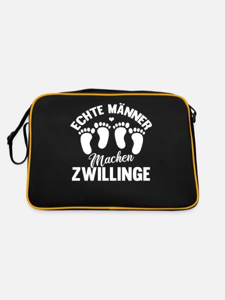 Papa von Zwillingen Vatertag Vatertagsgeschenk - Retro Tasche - Schwarz/Gold