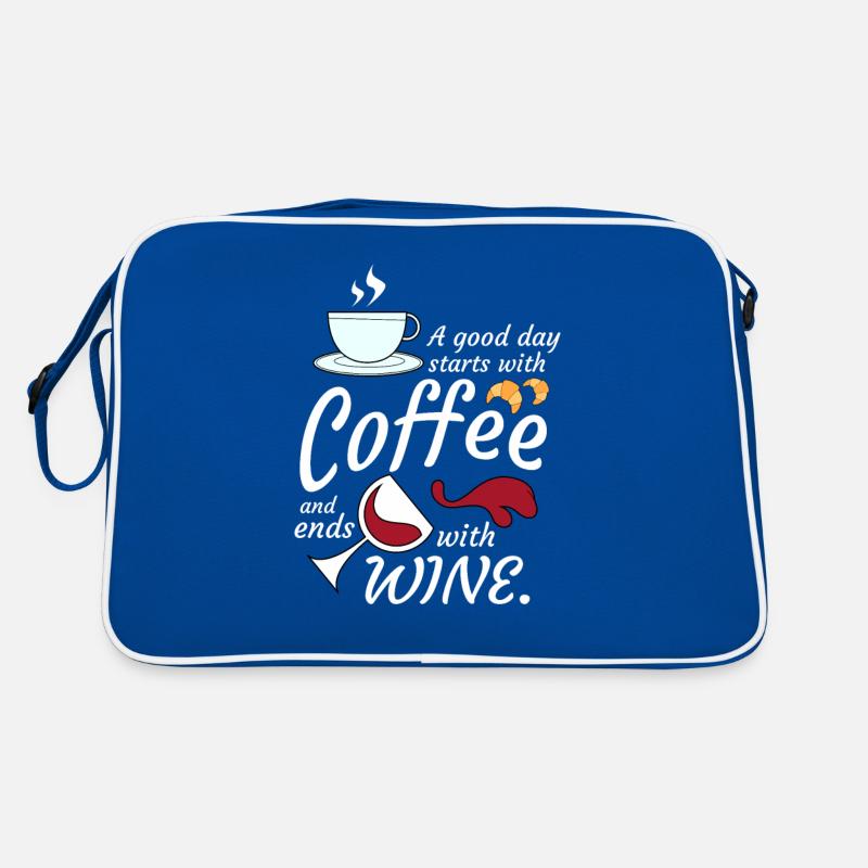 Guter Tag beginnt mit Kaffee endet mit Wein Retro Tasche