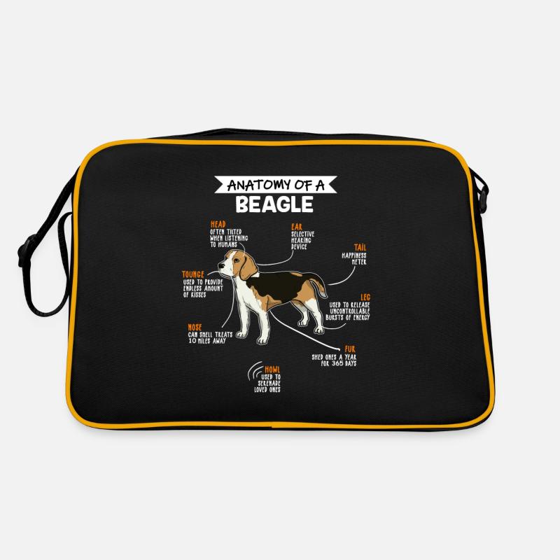 Anatomie du chien Beagle Fun chien propriétaire - Sac Retro - noir/or