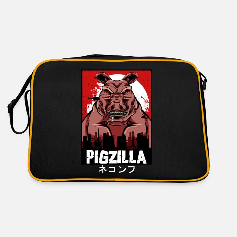 Pigzilla Parodie drôle de cadeau de porc Sac Retro