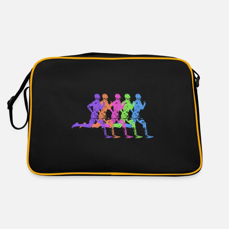Marathon Läufer laufen bunt Retro Tasche