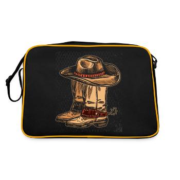 Cowboy Cowboystiefel Cowboyhut - Retro Tasche - Schwarz/Gold - Hinten