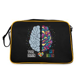 Autism awareness heart autistic colorful - Retro Bag - black/gold - Back