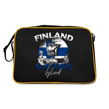 Finnland Finne Heimat - Retro Tasche - Schwarz/Gold - Hinten