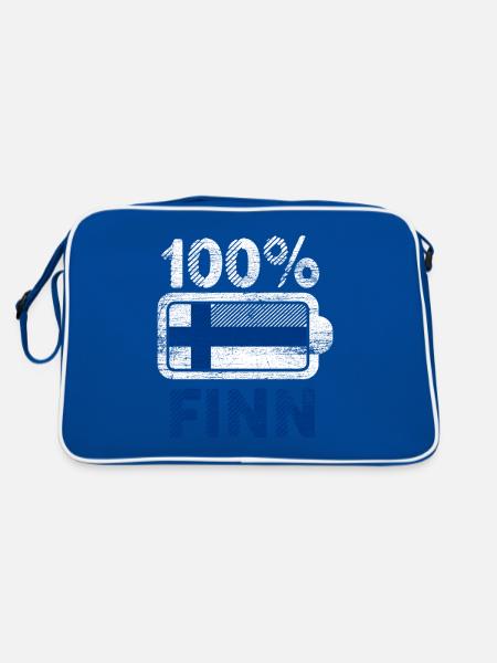 Finland Finnish battery - Retro Bag - blue/white - Back
