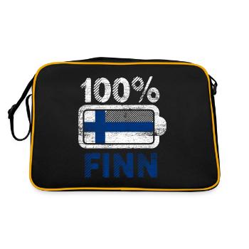 Finnland Finne Batterie - Retro Tasche - Schwarz/Gold - Hinten