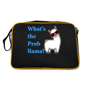 Lama Alpaka Spruch Geschenk Damen Herren Kinder - Retro Tasche - Schwarz/Gold - Hinten