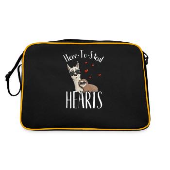 Ici pour voler des coeurs Hipster Sloth sur Llama - Sac Retro - noir/or - Dos