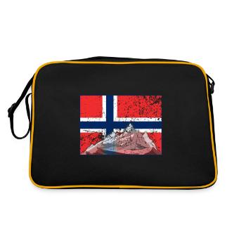 Cadeau de pêche de drapeau de Norvège Vintage - Sac Retro - noir/or - Dos
