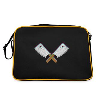 Fleischermesser Fleischer Metzger Geschenk - Retro Tasche - Schwarz/Gold - Hinten