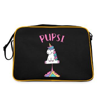 Pupsi Einhorn-Pups Einhorn Furz Regenbogen - Retro Tasche - Schwarz/Gold - Hinten