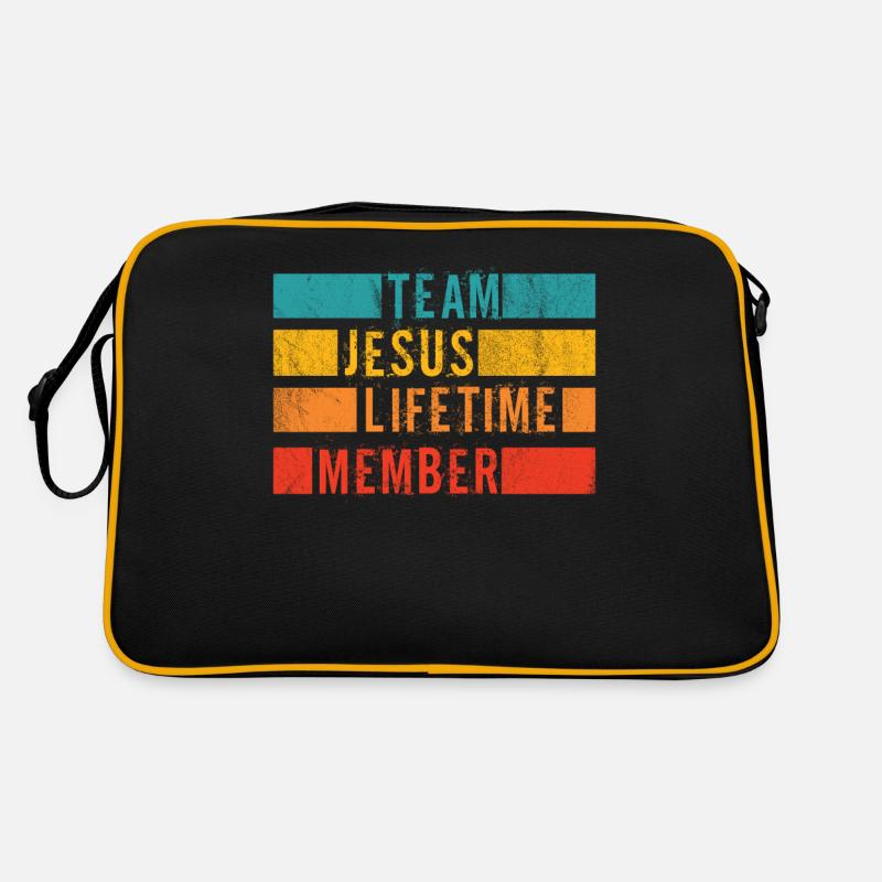 Team Jesus Lifetime Member - Retro Tasche - Schwarz/Gold