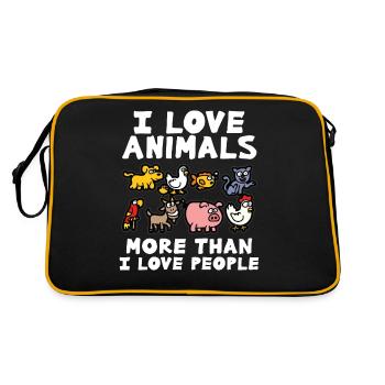 J'AIME LES ANIMAUX amoureux des animaux amour animal protection des animaux - Sac Retro - noir/or - Dos