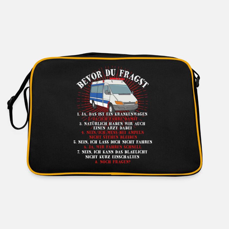 Bevor Du Fragst Sanitäter Sani Rettungsdienst - Retro Tasche - Schwarz/Gold