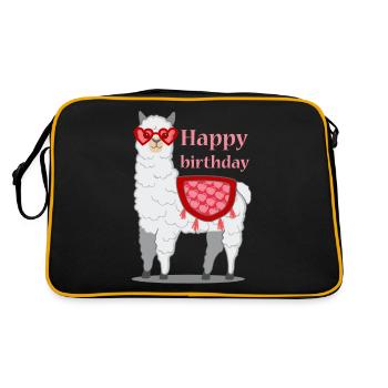 Lama alpaga cadeau d'anniversaire femmes hommes enfants - Sac Retro - noir/or - Dos