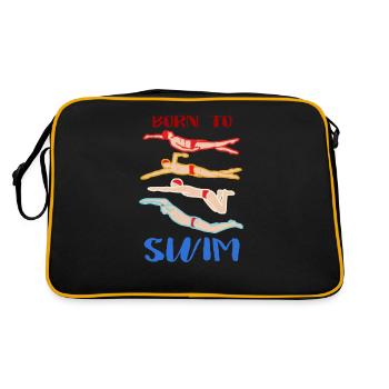 Vintage Born To Swim Swimmer Gift - Retro Bag - black/gold - Back