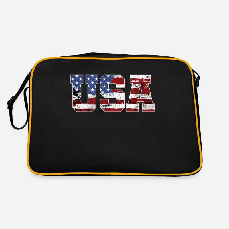 USA American flag - Retro Bag - black/gold