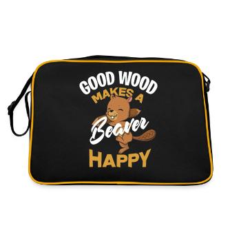 Biber Glücklich - Retro Tasche - Schwarz/Gold - Hinten