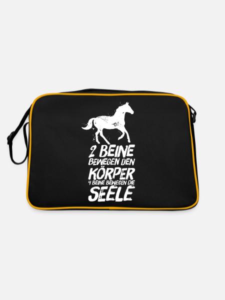 Reiterin Reiter Reitersprüche Seele - Retro Tasche - Schwarz/Gold - Hinten