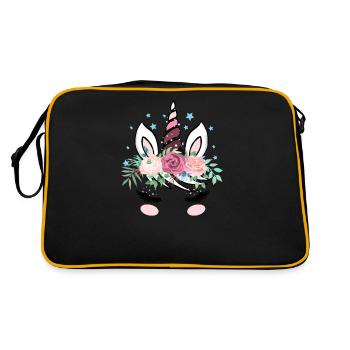 Visage de licorne avec des fleurs pour femmes hommes enfants - Sac Retro - noir/or - Dos