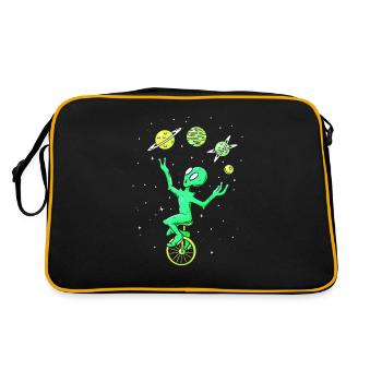 Alien juggler juggling circus unicycle - Retro Bag - black/gold - Back