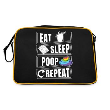 Eat Sleep Poop merde merde répéter - Sac Retro - noir/or - Dos