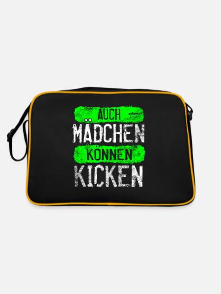 Lustiges Frauenfußball Mädchenpower - Retro Tasche - Schwarz/Gold - Hinten
